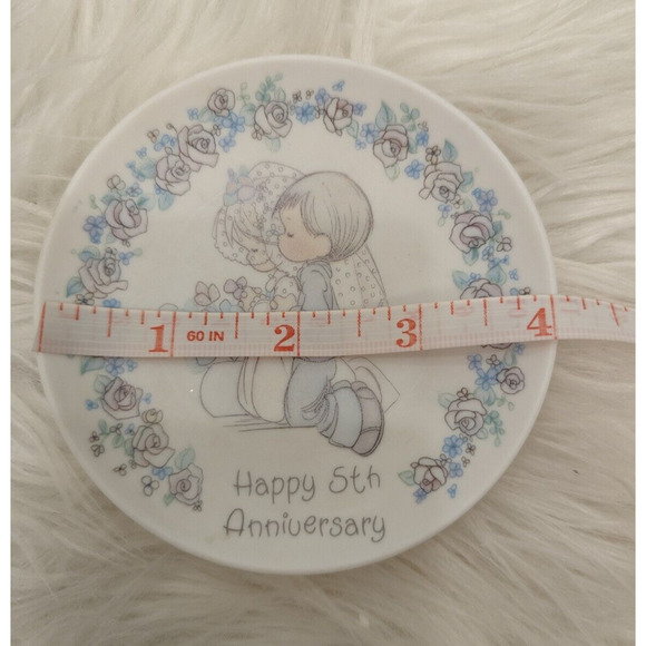 VINTAGE 1992 Precious Moments Enesco 5th Anniversary 4" Collector Plate - Picture 2 of 3